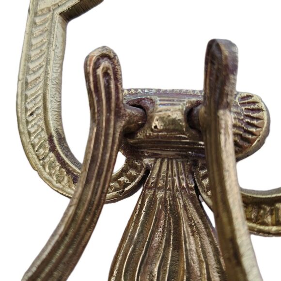 Vtg Solid Brass Wall Hanging Sconce Double Candle Holder Classic Deco MCM - Picture 3 of 7